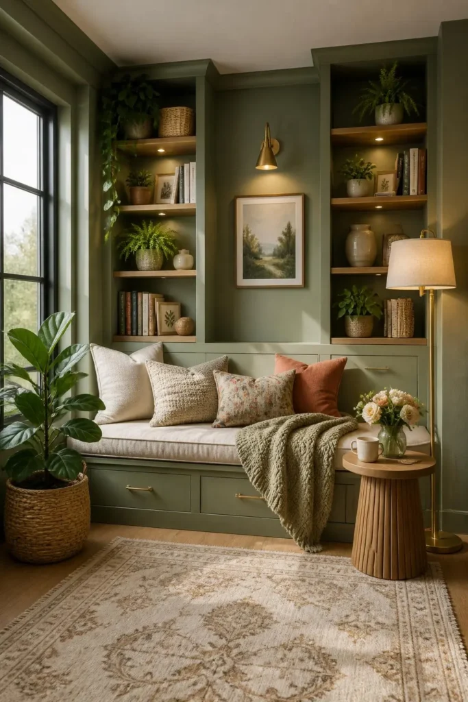 10 Lush Green Living Room Cozy Corner Ideas 4 10 Lush Green Living Room Cozy Corner Ideas
