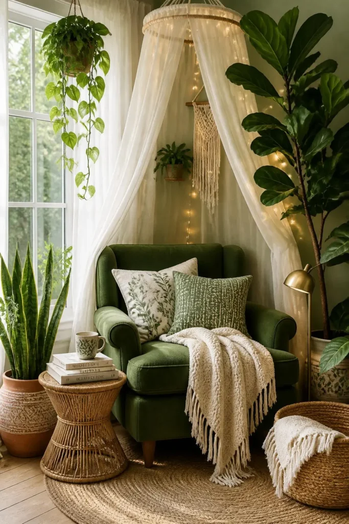10 Lush Green Living Room Cozy Corner Ideas 10 10 Lush Green Living Room Cozy Corner Ideas